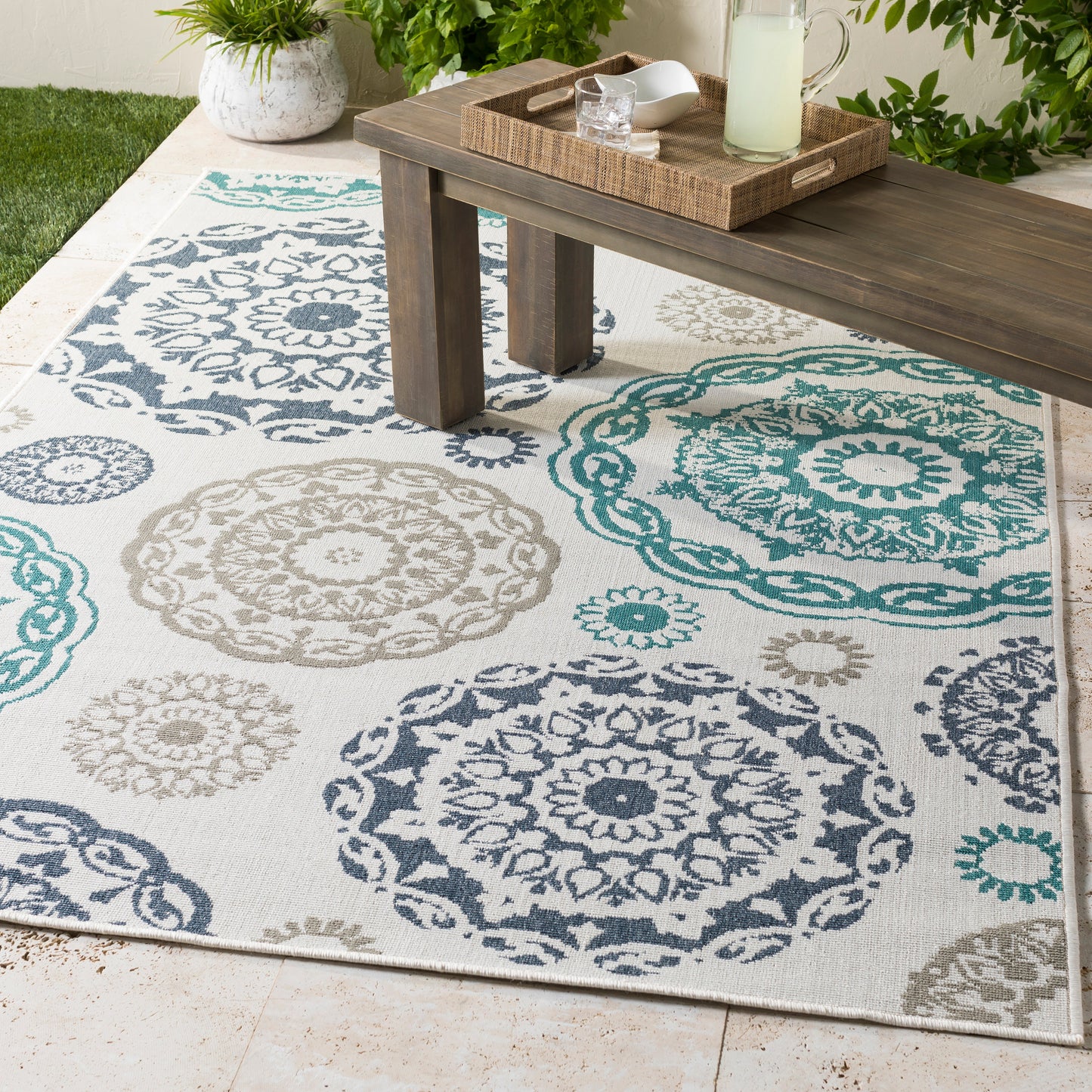 Alfresco 22257 Machine Woven Synthetic Blend Indoor/Outdoor Area Rug by Surya Rugs